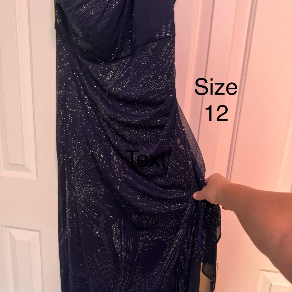 Elegant Navy Evening Gown with Silver Accents